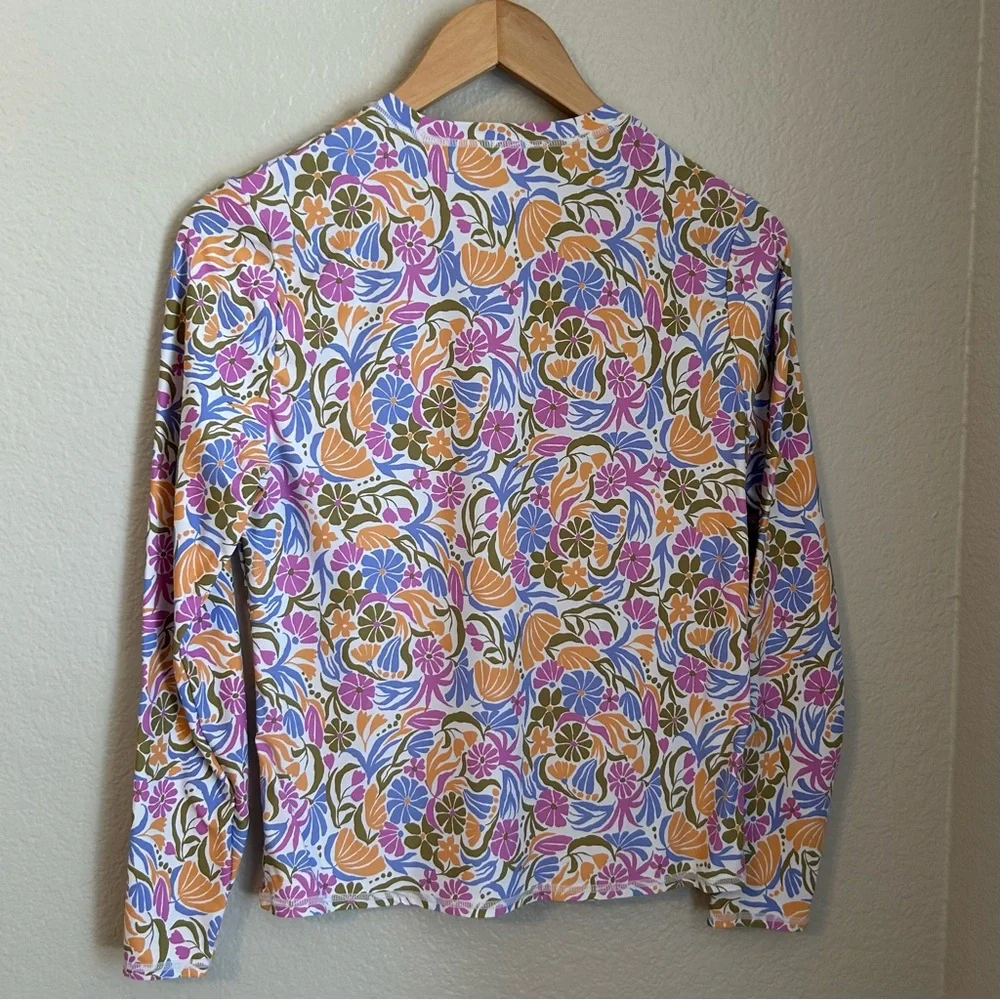 Roxy Women’s Long Sleeve Multi Color Floral Rashguard Swim Top, Size Medium - Picture 4 of 6